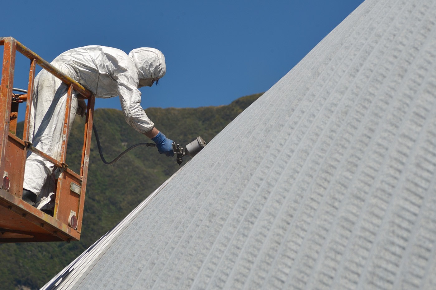 Roof restoration underway on a Wellington property